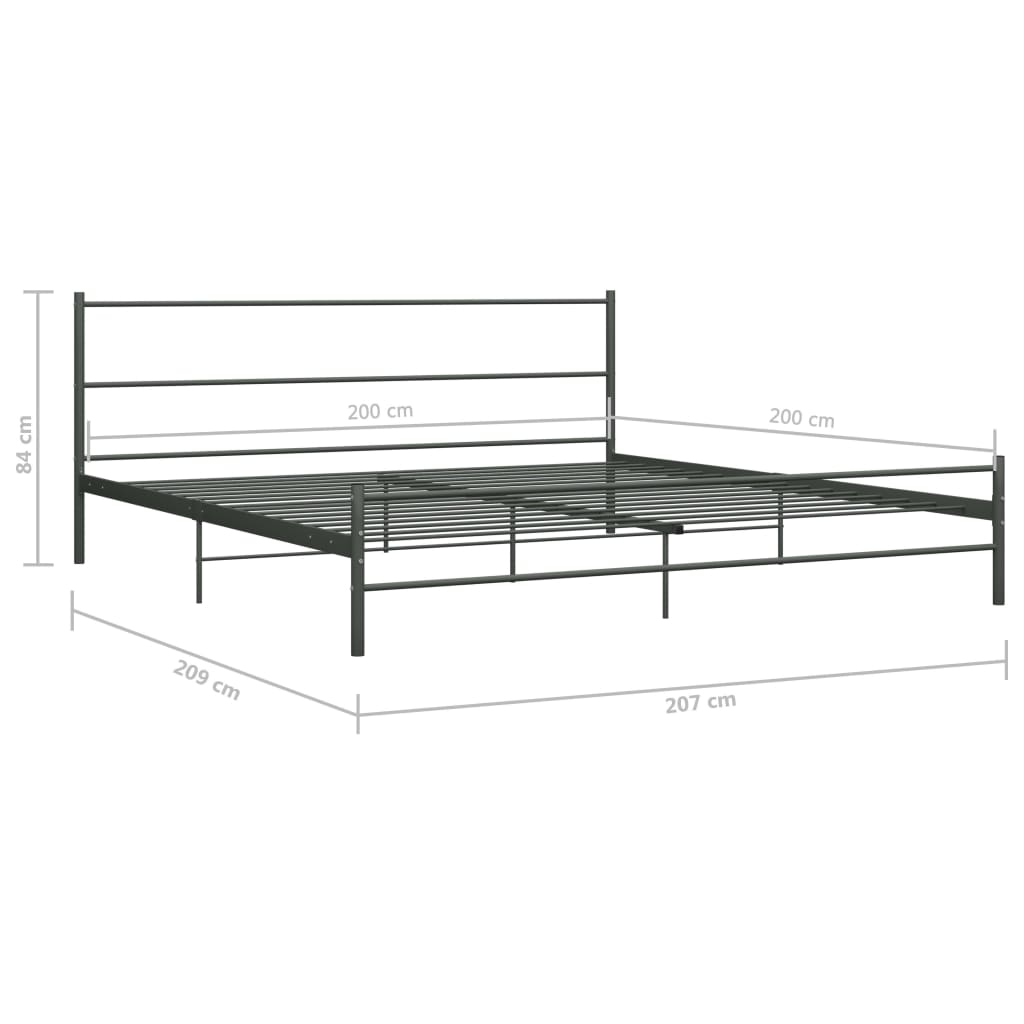 284687 vidaXL Bed Frame without Mattress Grey Metal 200x200 cm